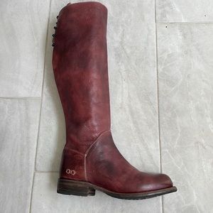 BED STU distressed burgundy leather boots